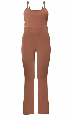 Chocolate Sculpt Strappy Wide Leg Jumpsuit