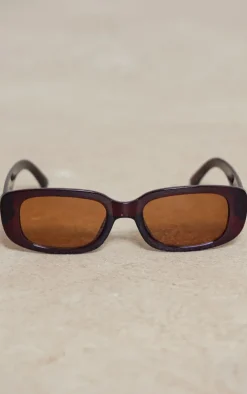 Chocolate Slim Rectangle Sunglasses