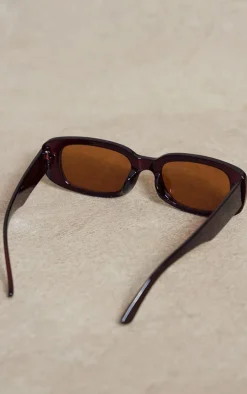 Chocolate Slim Rectangle Sunglasses