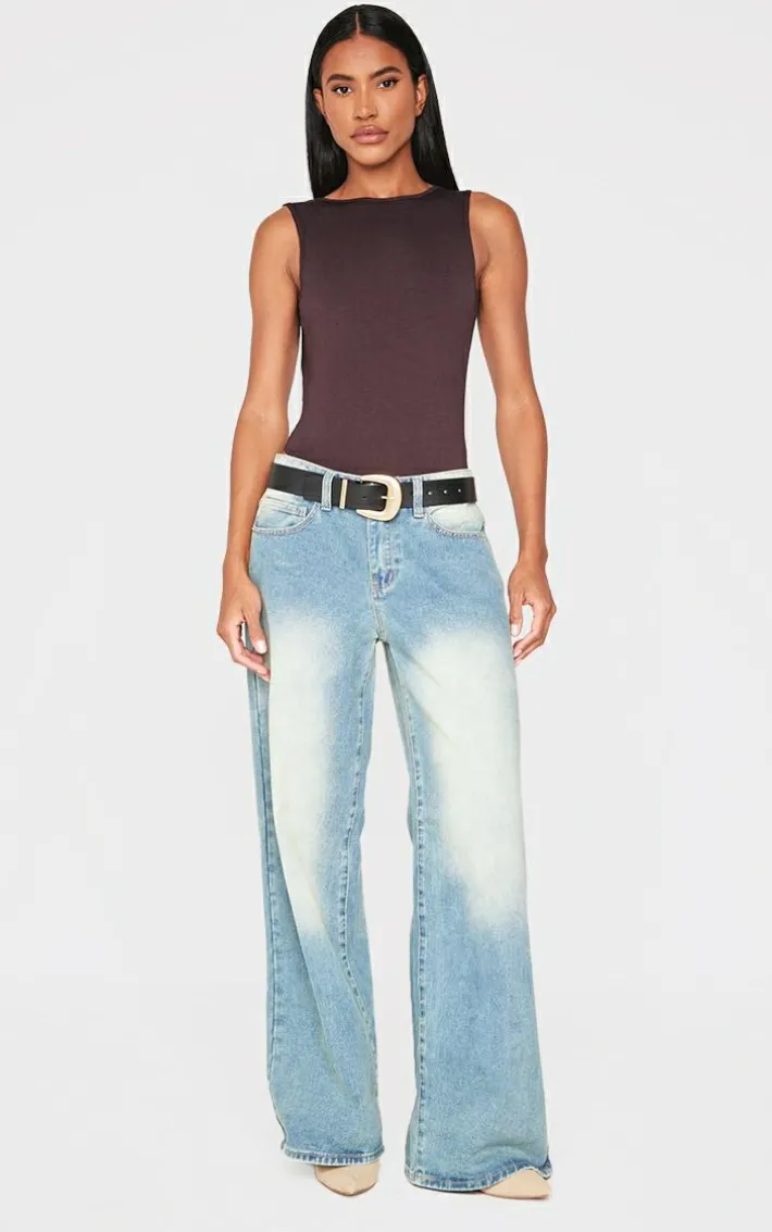 Chocolate Soft Jersey Open Back Bodysuit