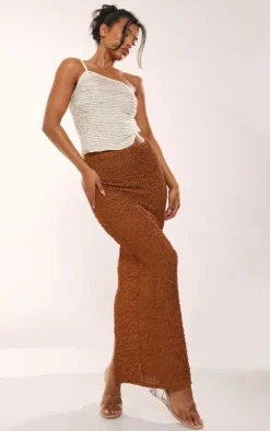 Chocolate Textured Jersey Maxi Skirt