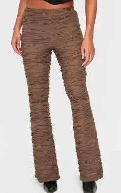 Chocolate Textured Jersey Straight Leg Pants