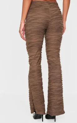 Chocolate Textured Jersey Straight Leg Pants