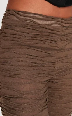 Chocolate Textured Jersey Straight Leg Pants
