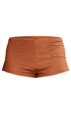 Chocolate Textured Low Rise Hot Pants