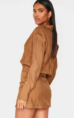 Chocolate Tie Detail Shirt Dress