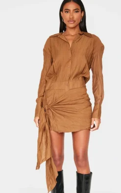 Chocolate Tie Detail Shirt Dress