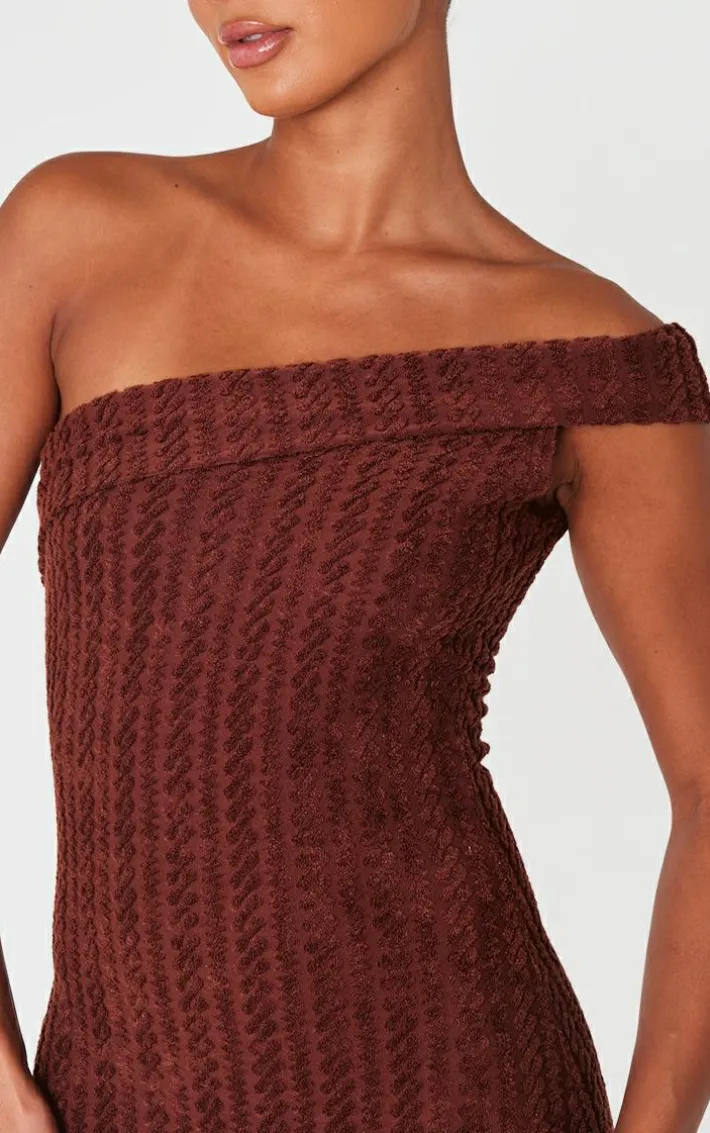 Chocolate Towel One Shoulder Maxi Dress