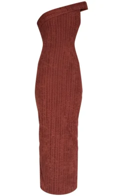 Chocolate Towel One Shoulder Maxi Dress
