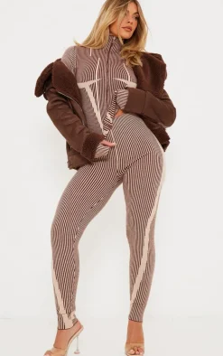 Chocolate Two Tone High Waist Knit Leggings