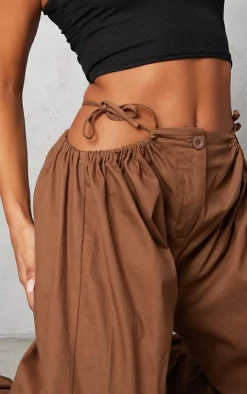 Chocolate Woven Cut Out Cargo Joggers