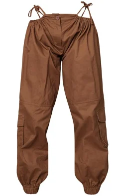 Chocolate Woven Cut Out Cargo Joggers