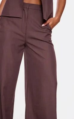 Chocolate Woven Straight Leg Pants
