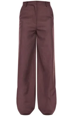 Chocolate Woven Straight Leg Pants