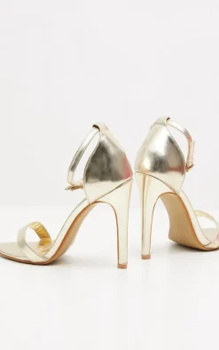 Clover Gold Metallic Heeled Strappy Sandal