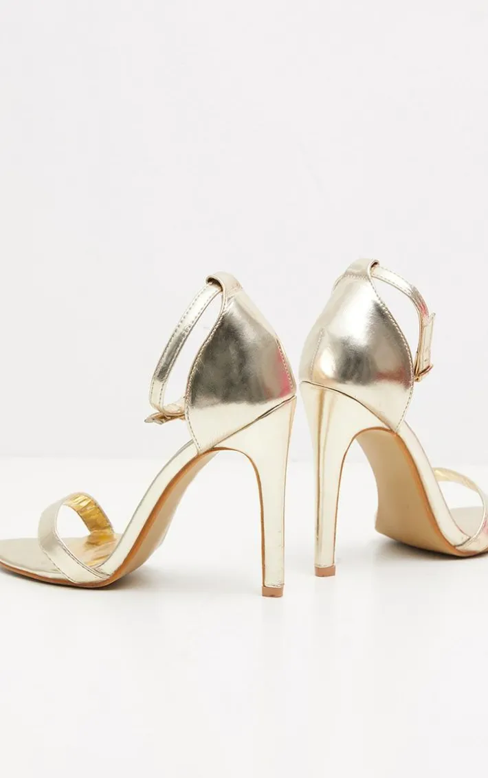 Clover Gold Metallic Heeled Strappy Sandal
