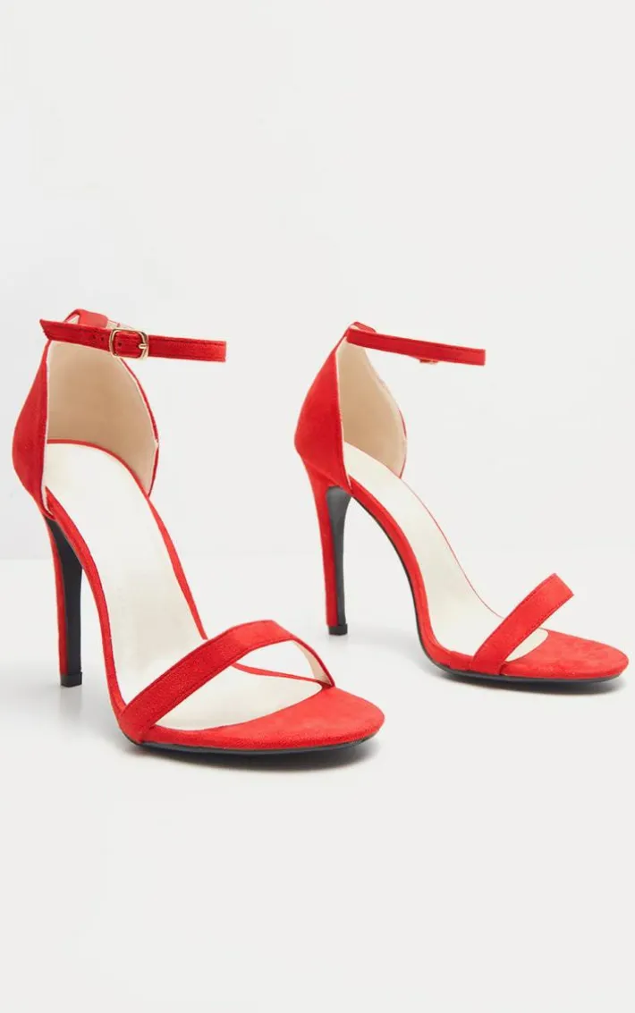 Clover Red Strap Heeled Sandals