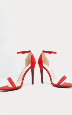 Clover Red Strap Heeled Sandals