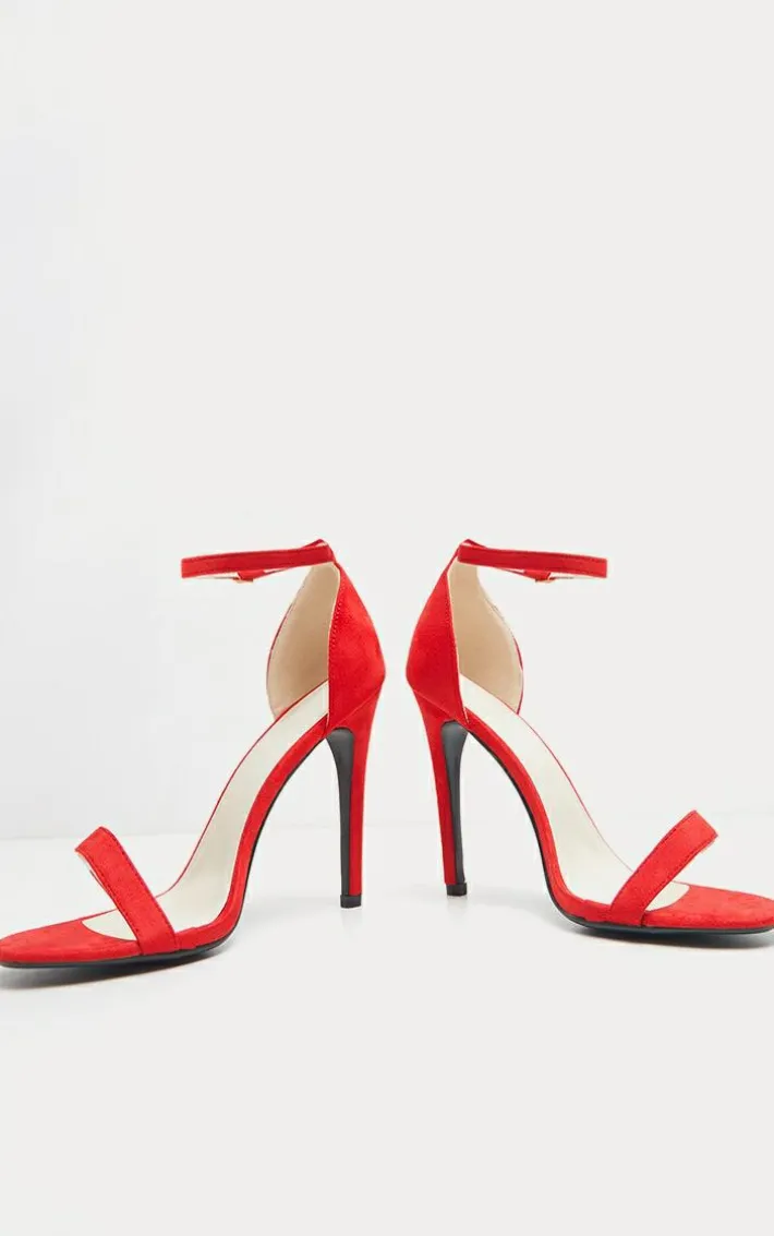 Clover Red Strap Heeled Sandals
