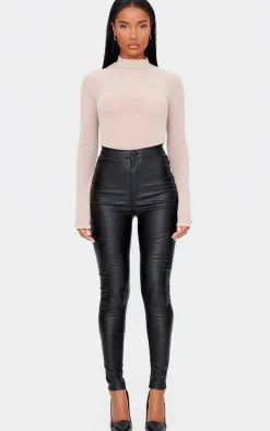 Coated Black Disco Skinny Jeans