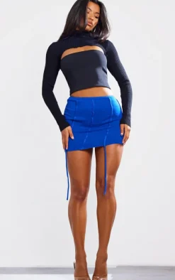 Cobalt Binding Detail Knitted Mini Skirt