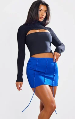 Cobalt Binding Detail Knitted Mini Skirt