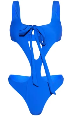 Cobalt Blue Cut Out Tie Swimsuit