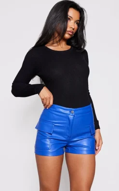 Cobalt Faux Leather Mini Shorts