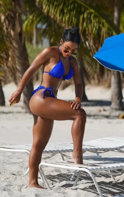 Cobalt Frill Edge Ruched Back Bikini Bottoms