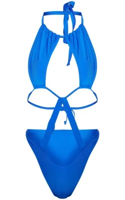 Cobalt Halter Neck Cut Out Swimsuit