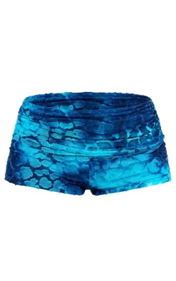 Cobalt Leopard Fold Over Detail Devore Hot Pants