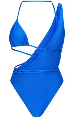 Cobalt Plait Detail Asymmetric Swimsuit
