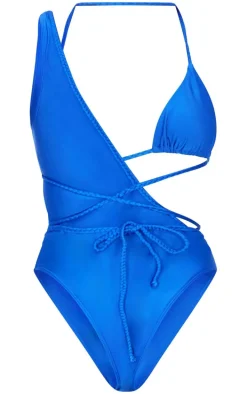 Cobalt Plait Detail Asymmetric Swimsuit