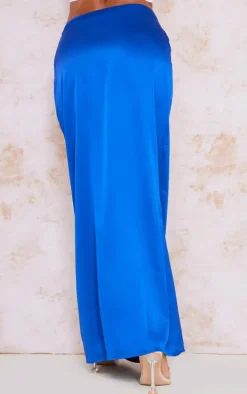 Cobalt Satin Low Rise Maxi Skirt