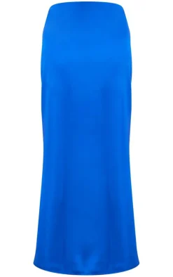 Cobalt Satin Low Rise Maxi Skirt
