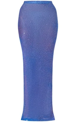 Cobalt Sequin Knitted Maxi Skirt