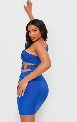 Cobalt Slinky One Shoulder Trim Detail Bodycon Dress