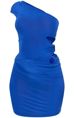 Cobalt Slinky One Shoulder Trim Detail Bodycon Dress