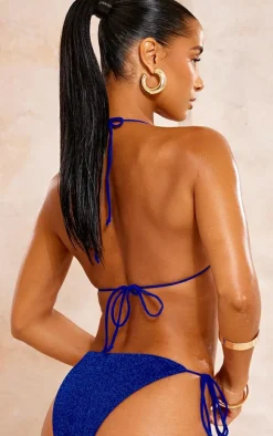 Cobalt Triangle Glitter Bikini Top