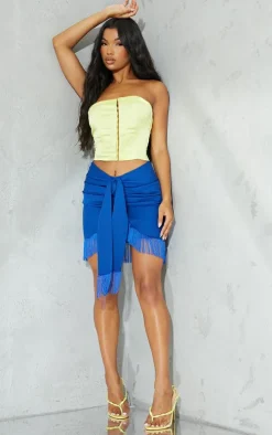 Cobalt Woven Tassel Wrap Skirt