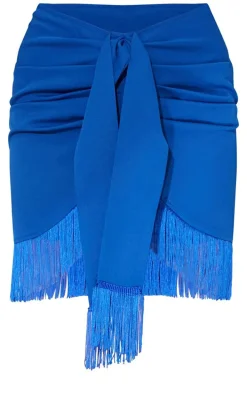 Cobalt Woven Tassel Wrap Skirt