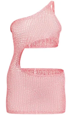 Coral Sequin Mini Cut Out Crochet Dress