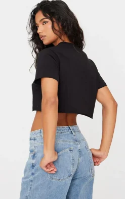 Cotton Black Oversized Crop T-Shirt