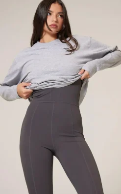 Cotton Grey Marl Oversized Long Sleeve T-Shirt