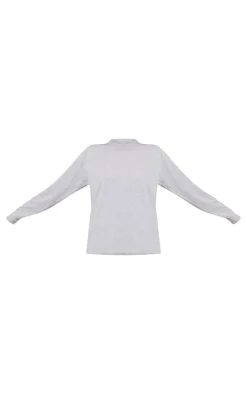 Cotton Grey Marl Oversized Long Sleeve T-Shirt