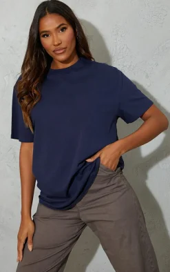Cotton Navy Oversized T-Shirt
