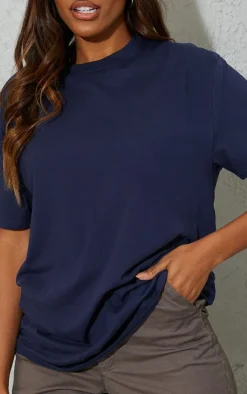 Cotton Navy Oversized T-Shirt