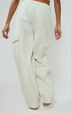 Cream Baggy Low Rise 90's Cargo Pants