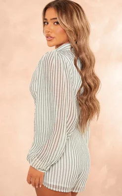 Cream Balloon Sleeve Shirt Romper