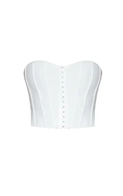 Cream Bandage Hook And Eye Structured Corset
